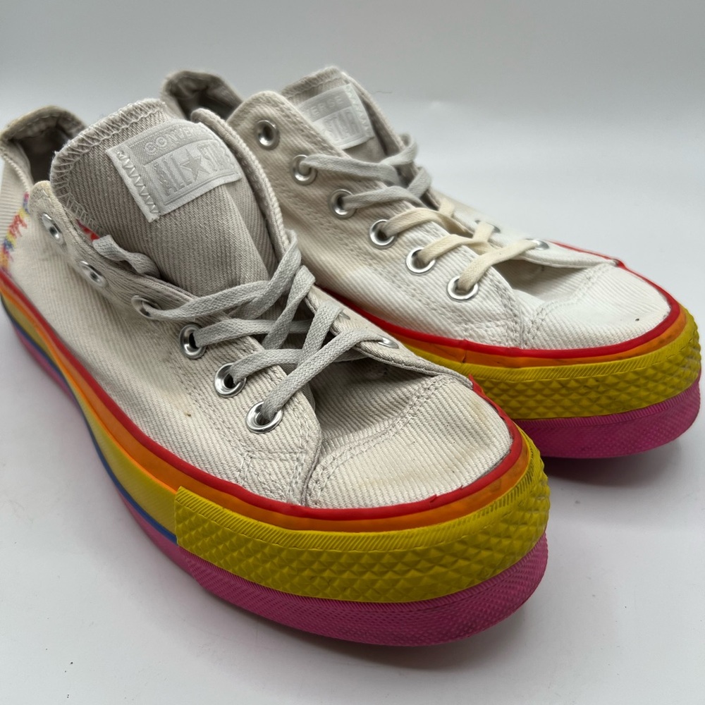 Converse Chuck Taylor All Star Lift Low Shoes Womens Sz 8 Ox Rainbow Platform